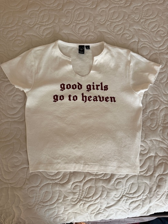 Windsor Tops - Windsor woman’s tee “good girls go to heaven' bad girls go backstage”